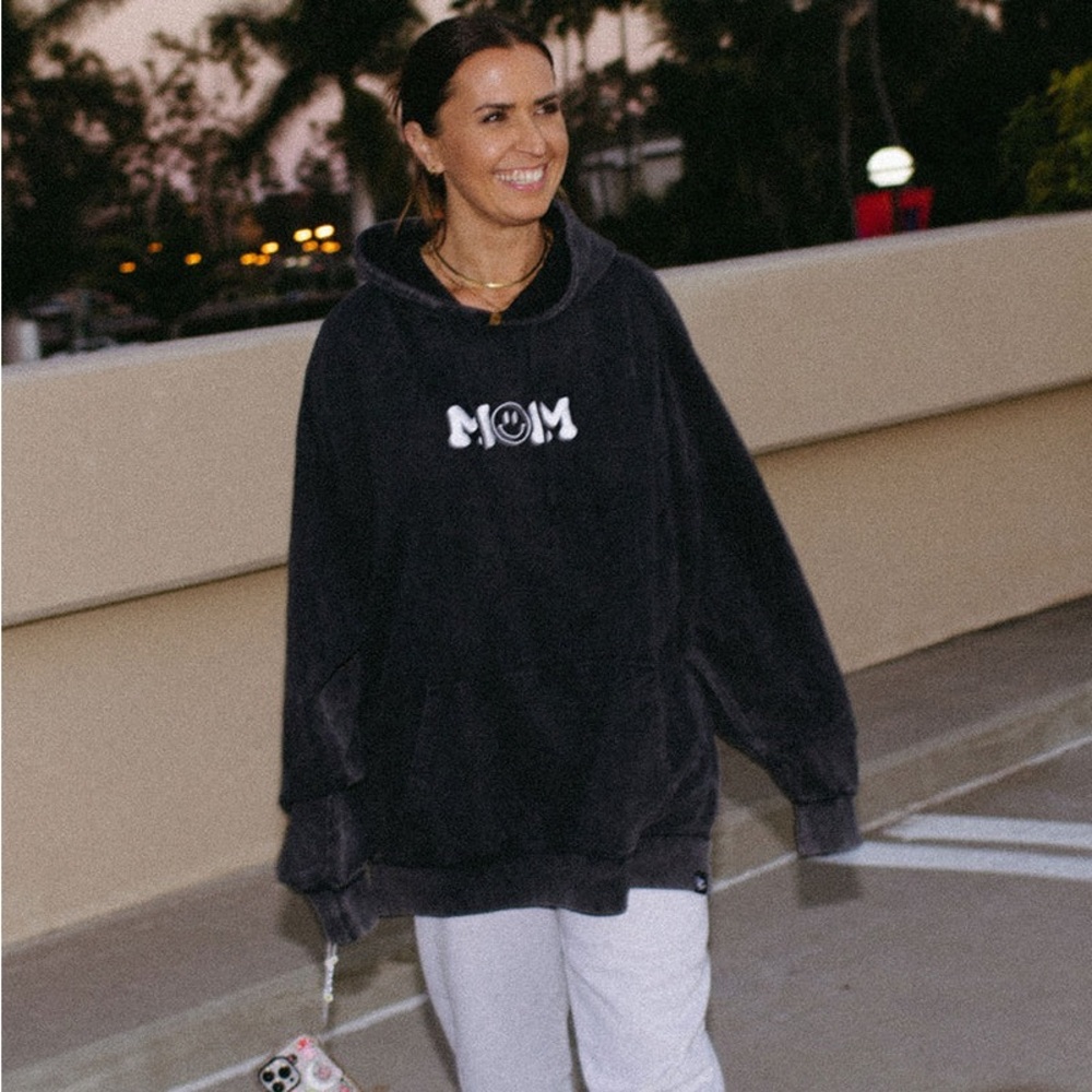 Happy Mom Embroidered Vintage Hoodie